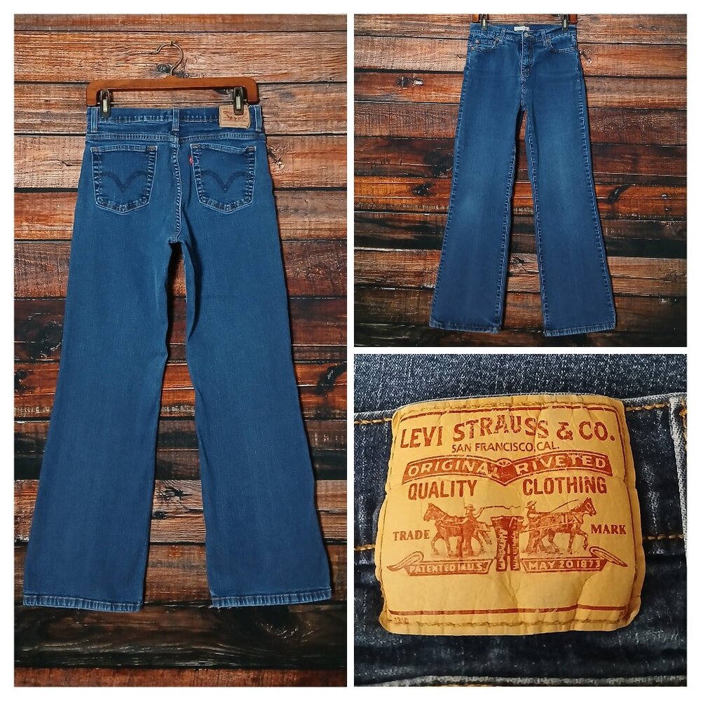 Levis Jeans 10 Short 512 Perfectly Slimming High Rise Flare Denim Stretch 2007